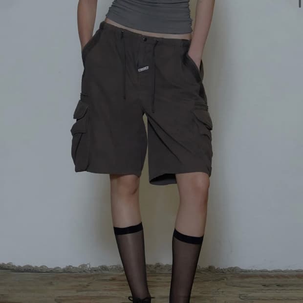 스컬프터 브라운 카고 반바지 트윌 카고 하프 팬츠 차콜