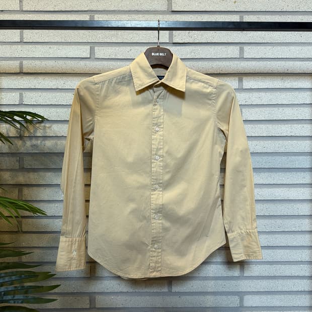 랄프로렌 베이직 코튼 셔츠 백 다트 소매자수 디테일 슬림핏 옐로우