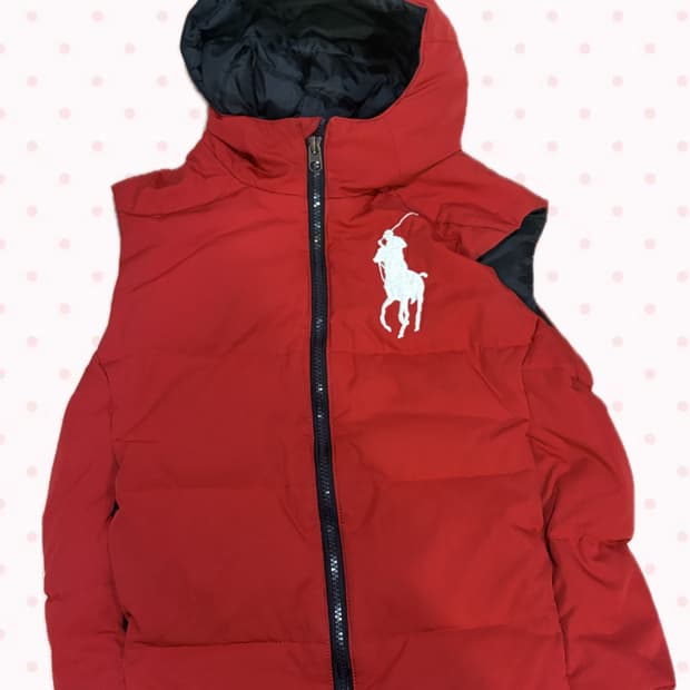 폴로 빅포니 레드 패딩조끼