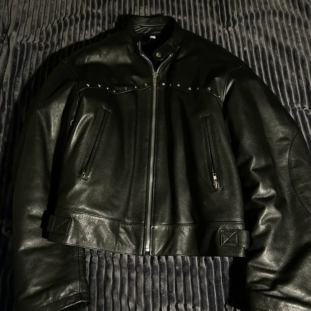 Cow Leather Stud Bomber Jacket