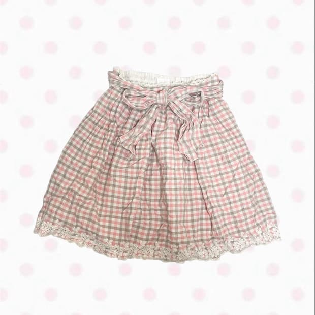 빈티지 리즈리사 딸기초코 딸초 리본 스커트