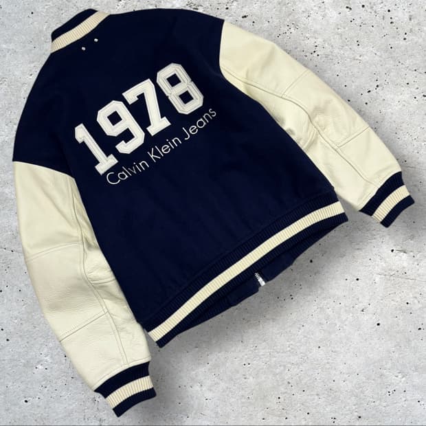 [XS] 캘빈클라인 진 울 1978 레더 배색 스타디움 자켓 C228