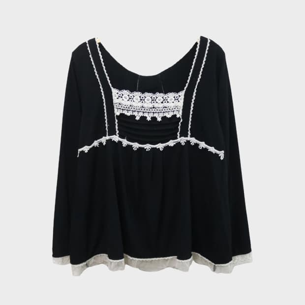 엑시즈팜 히메갸루 블랙 레이스 블라우스 59916