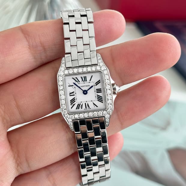 까르띠에 여자 산토스 드모아젤 스몰 다이아몬드 시계 풀박스