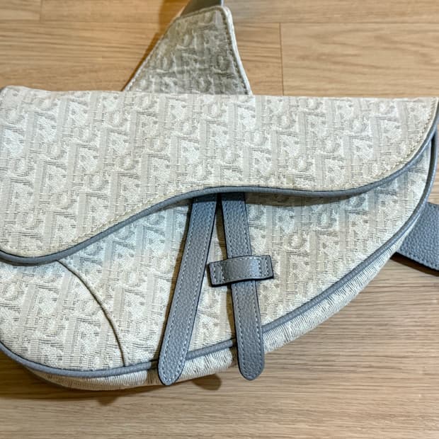 디올 오블리크 새들백 화이트