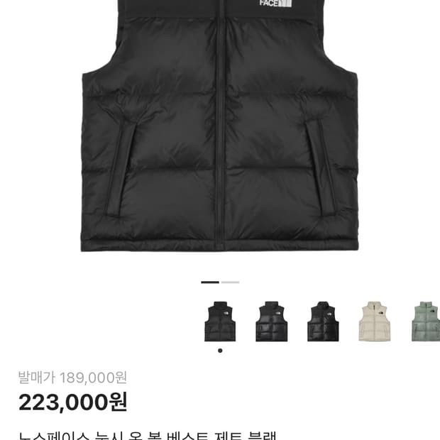 노스페이스 조끼패딩 무광