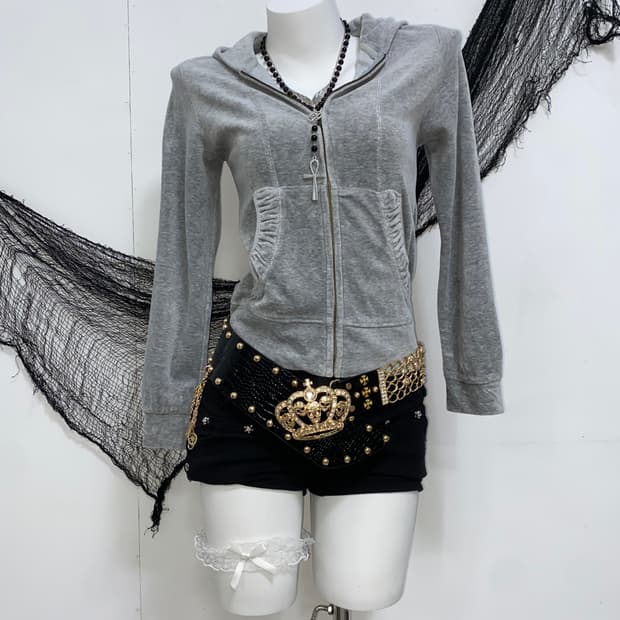 ꒰ঌ 갸루 y2k 벨벳 글리터 후드집업 ໒꒱