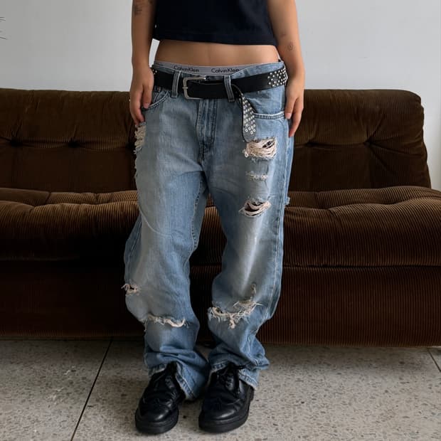 Levi’s 527 Distressed Light Wash Denim