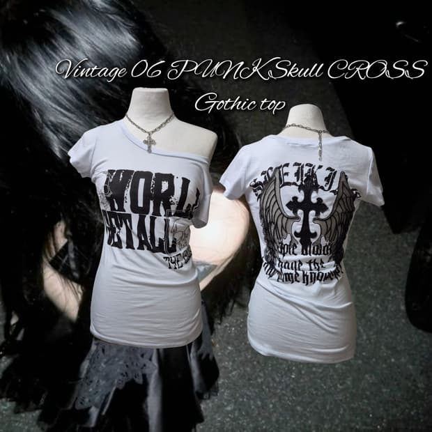 Vintage 06 PUNK Skull CROSS Gothic top