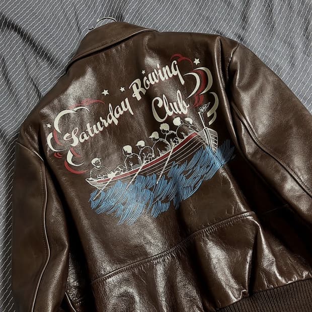 Stu 프린팅 레더 자켓