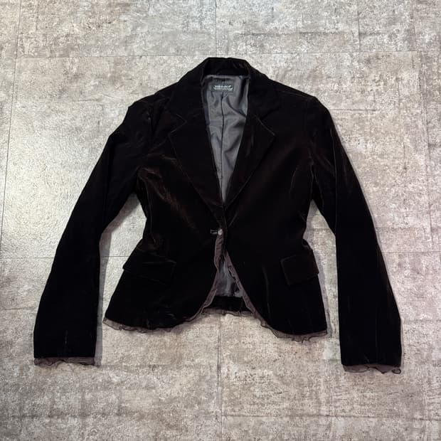 러플 레이어드 벨벳 자켓