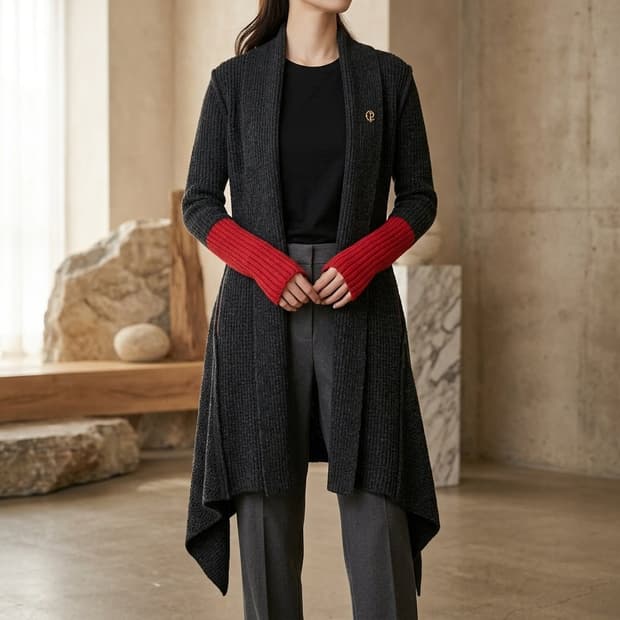 쟈딕앤볼테르 메리노 울 언발란스 롱 가디건 블랙 M/L