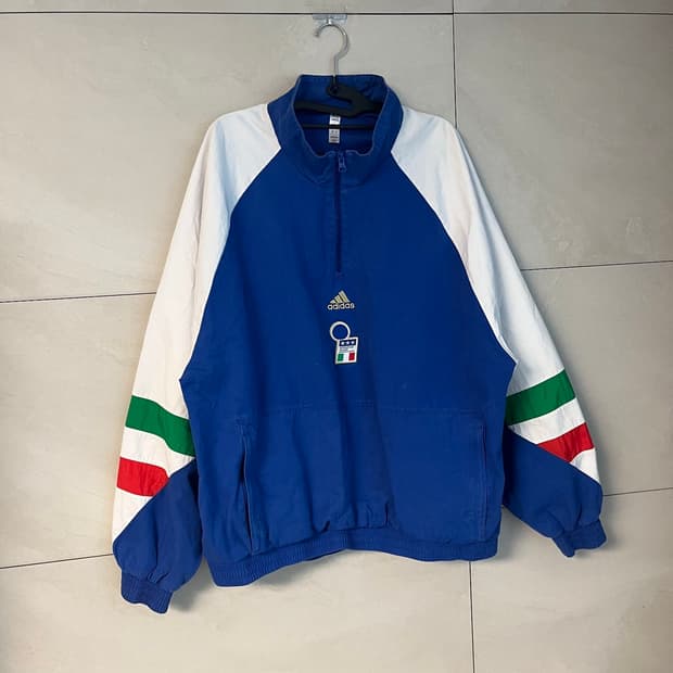아디다스 이탈리아 아이콘 축구 국대 바람막이 (XL)