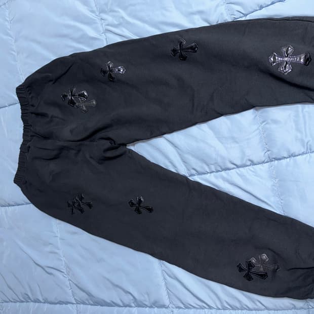 [M] 크롬하츠 레더 크로스 스웻팬츠