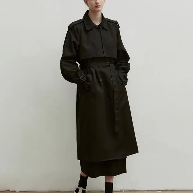 닉앤니콜 더블 트렌치코트 블랙