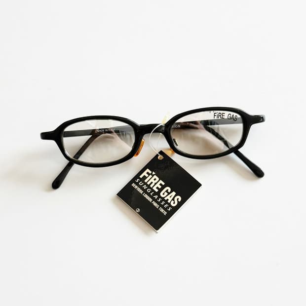 90s FIRE GAS 블랙 뿔테 스퀘어 클리어 틴트 빈티지 안경