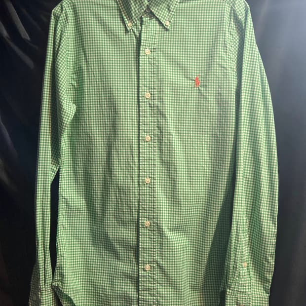 폴로 랄프로렌 여성 슬림핏 그린 깅엄체크 셔츠