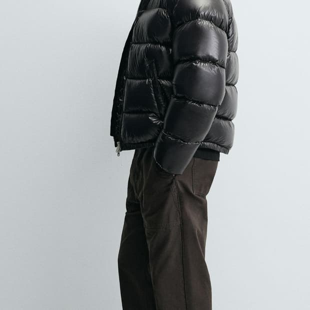 자라 25FW 유광 다운 패딩 점퍼 S 블랙 논후드