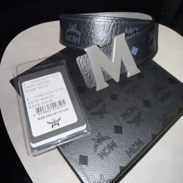 (영수증) MCM 남성 벨트 블랙 무광 M버클