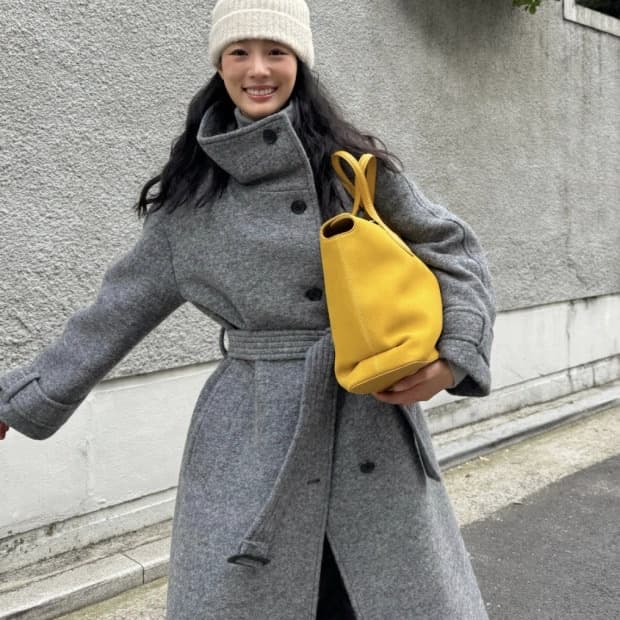 (새상품) 루에브르 벨티드 하이넥 코트 