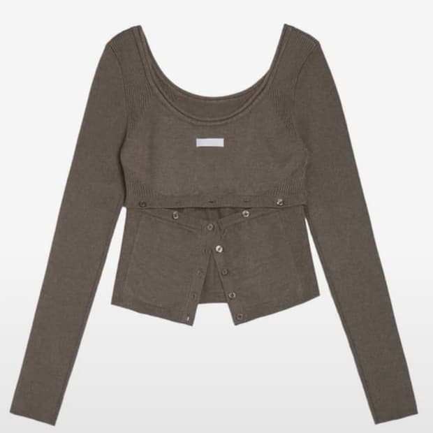 오호스 i:e Fluid Knit Top 브라운 1 사이즈