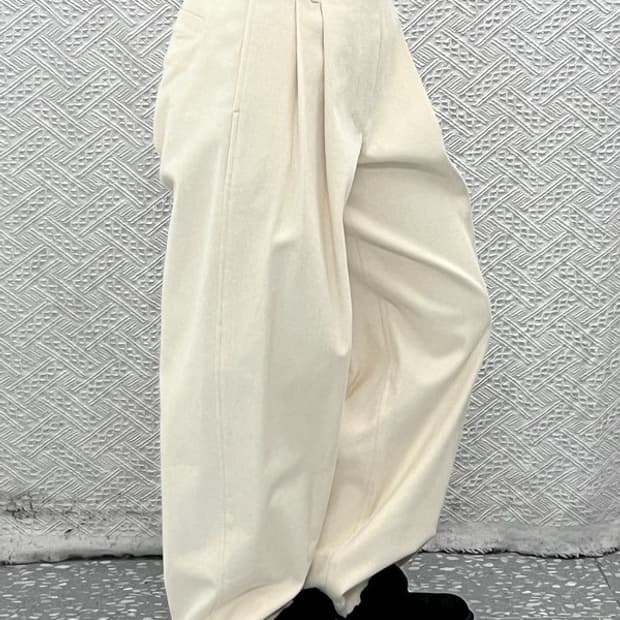 메종 마레 빈티지 모던 시크 핀턱 코튼팬츠 면바지 34 C10166