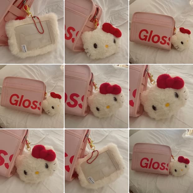 새상품 일본 산리오 정품 키티 레드 릴패스 카드지갑 키링 마스코트