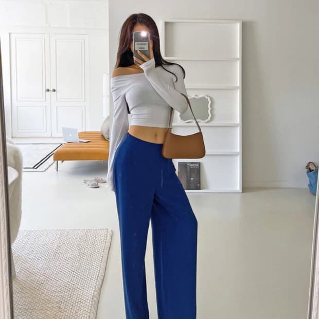 LIPHOP 립합 코발트블루 와이드팬츠 M