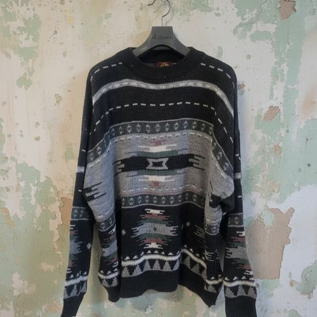 Meredith 패턴 스웨터 빈티지 2XL