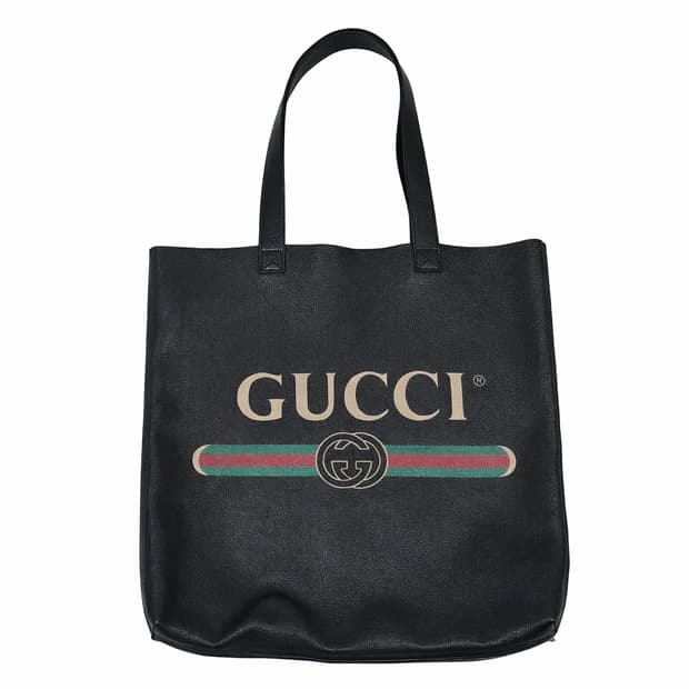 구찌 띠로고 프린트 레더 쇼퍼백