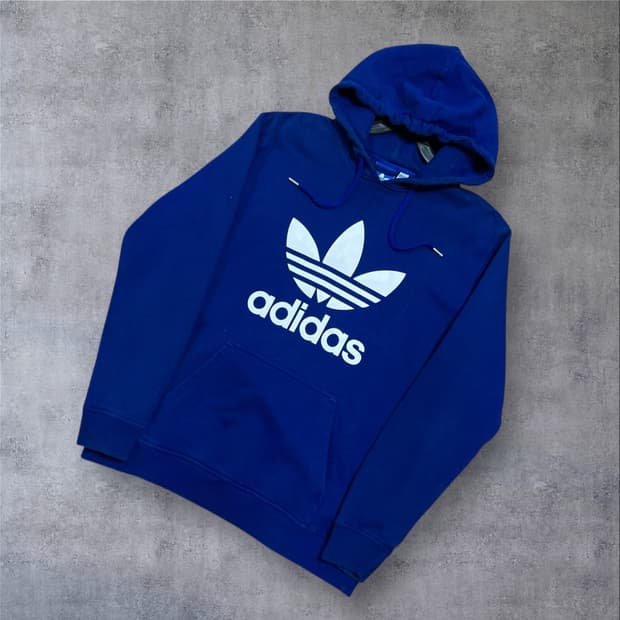 아디다스 오리지날 빅로고 블루 후드티