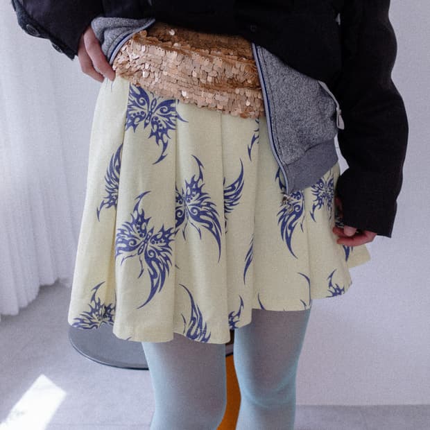 Lemon pleats sweat skirts