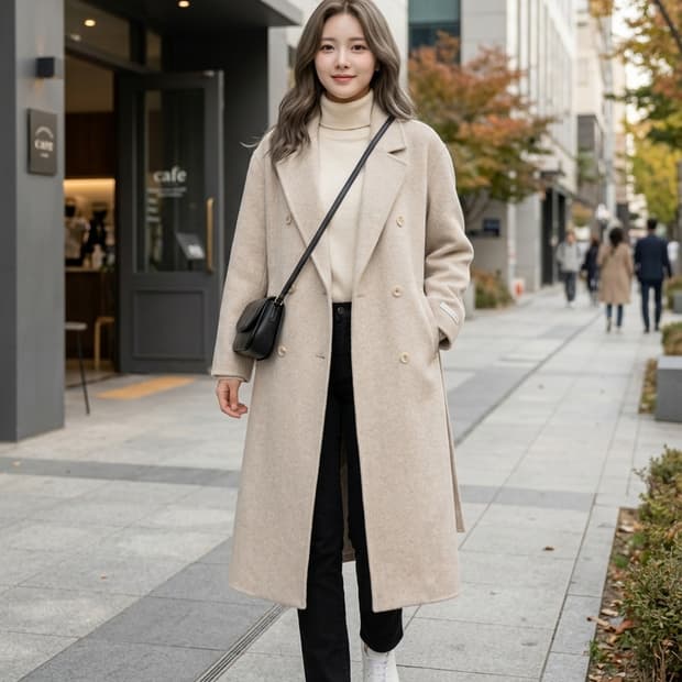 LAURENHI 로렌하이 퓨어 뉴 울 100% 더블 롱 코트