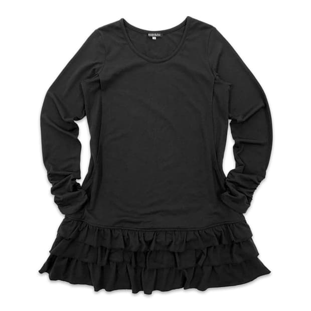 빈티지 블랙 프릴 라인 레이어드 긴팔티