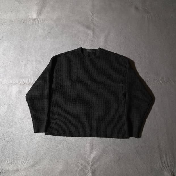 피어오브갓 에센셜 오버핏 헤비 와플 크루넥 니트 스웨터 M 블랙