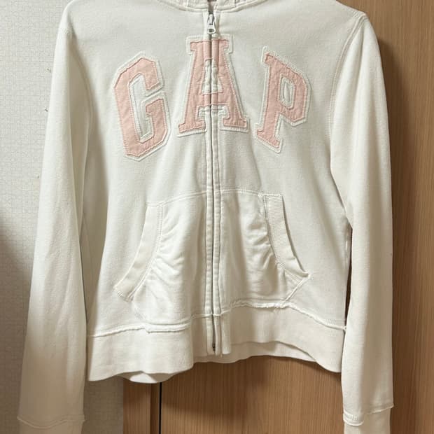 갭 화이트 핑크 후드집업