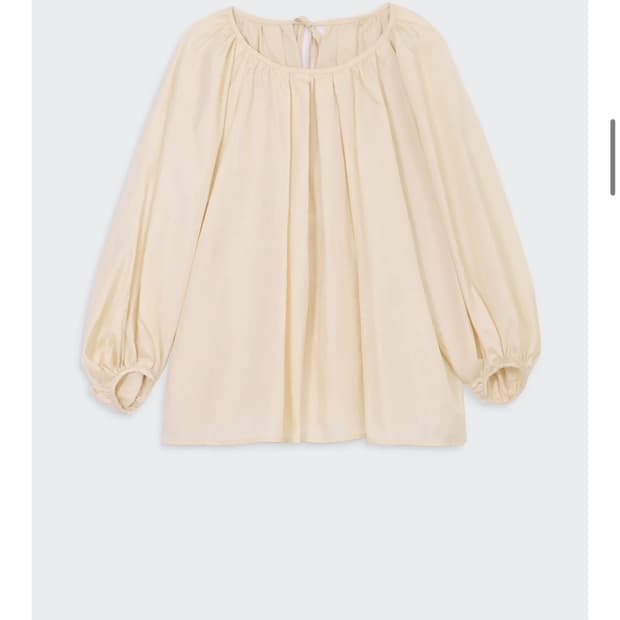 cosmoss - NATURAL SHIRRING BLOUSE BEIGE