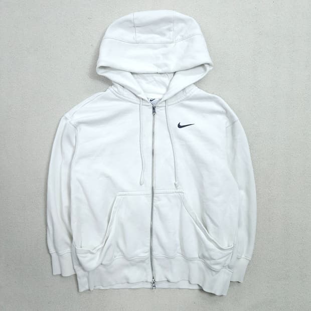 나이키 2way 지퍼 후드 집업 L 화이트