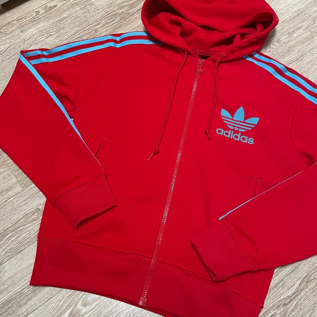 아디다스 후드플락 후플 레드 져지