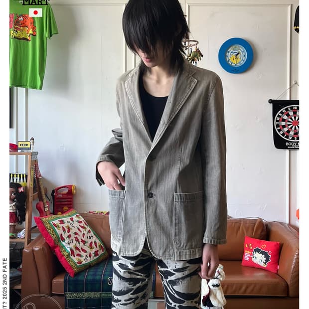 TORNADO MART Gray Washed Denim Jacket