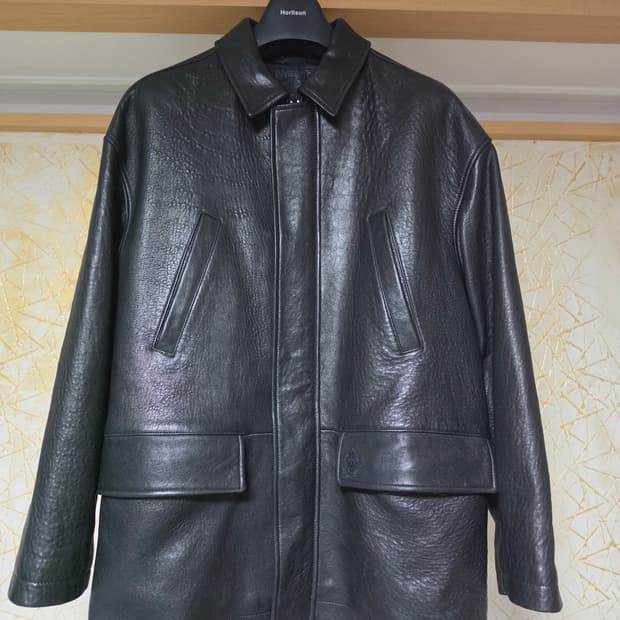 25fw 헤리티지플로스 크레스트 레더 필드 자켓/블랙 사이즈 M(105)