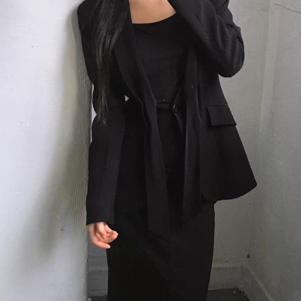 Valentino 발렌티노 블랙 비스코스 블레이저