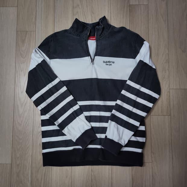 슈프림 스트라이프 하프 집업 풀오 M