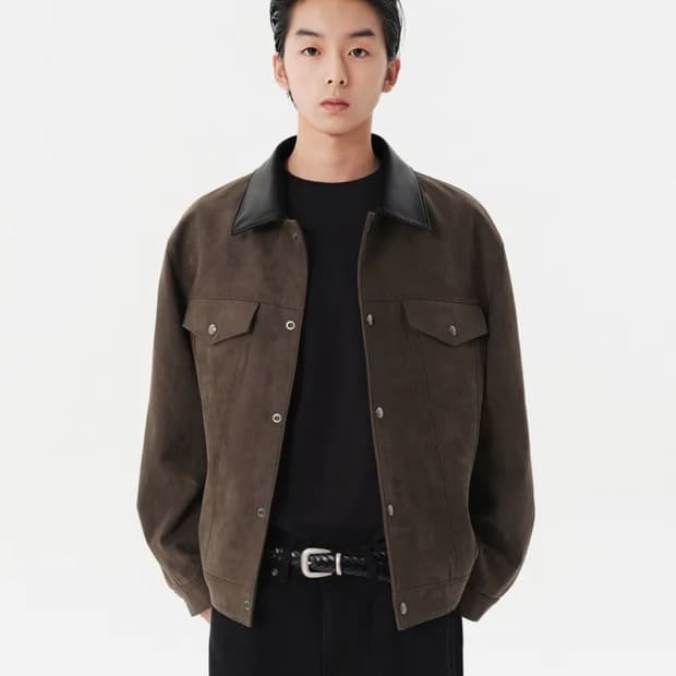 무신사 스탠다드 신세틱 스웨이드 트러커 재킷 [브라운]