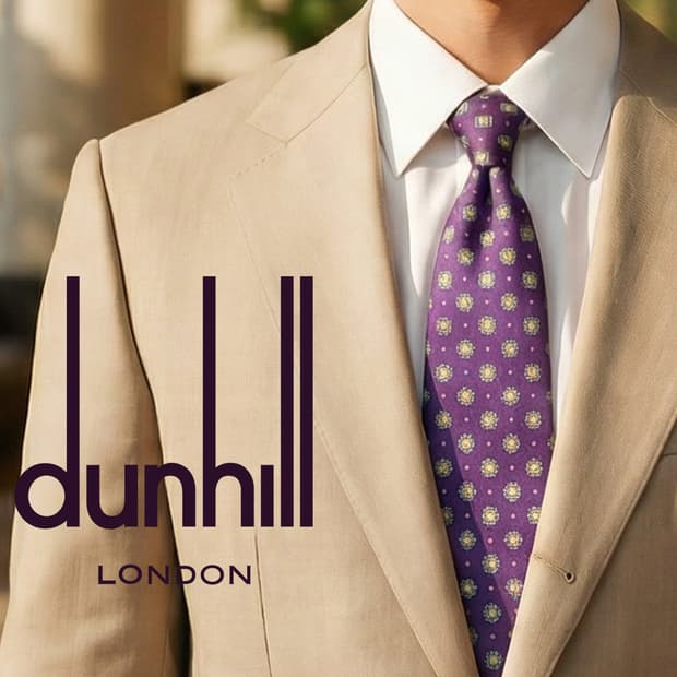 던힐 실크 퍼플 패턴 넥타이 9.1cm A+등급 K1879
