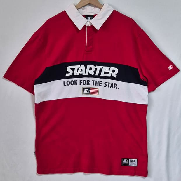 XL ) 스타터 레드 PK 럭비 반팔티