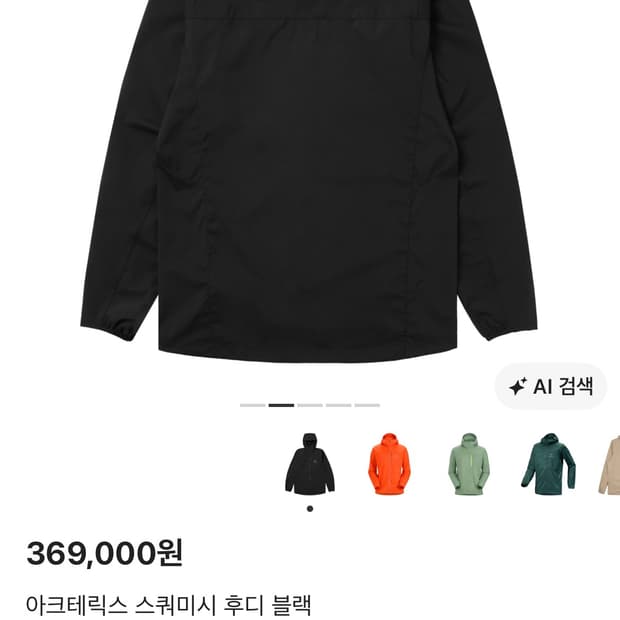 아크테릭스 스쿼미시 후디 블랙