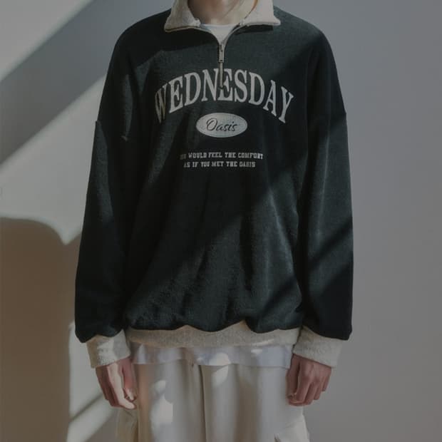 웬즈데이오하시스 테리기모 하프 집업 M _ 공용,남성