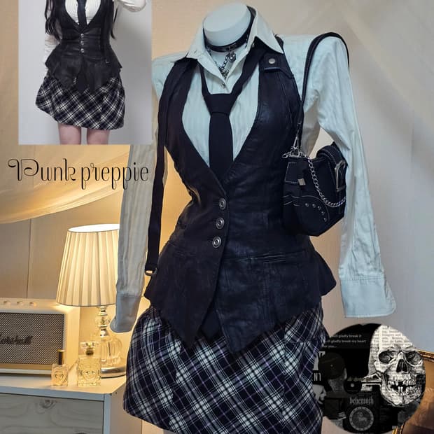 Punk preppie look style set
