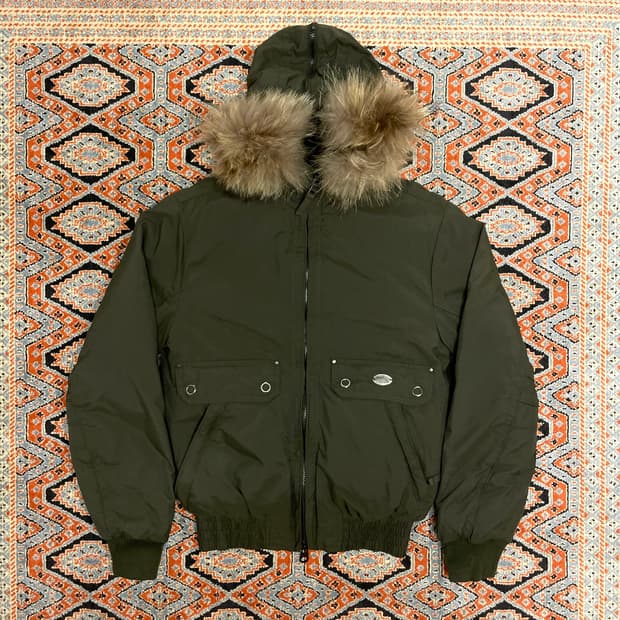 가스베이직 카키 포켓 숏 후드점퍼 여성M